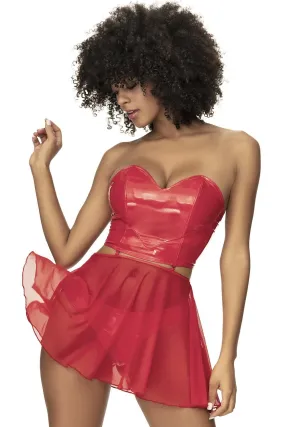Lencería Versátil Bustier Vinilo y Falda